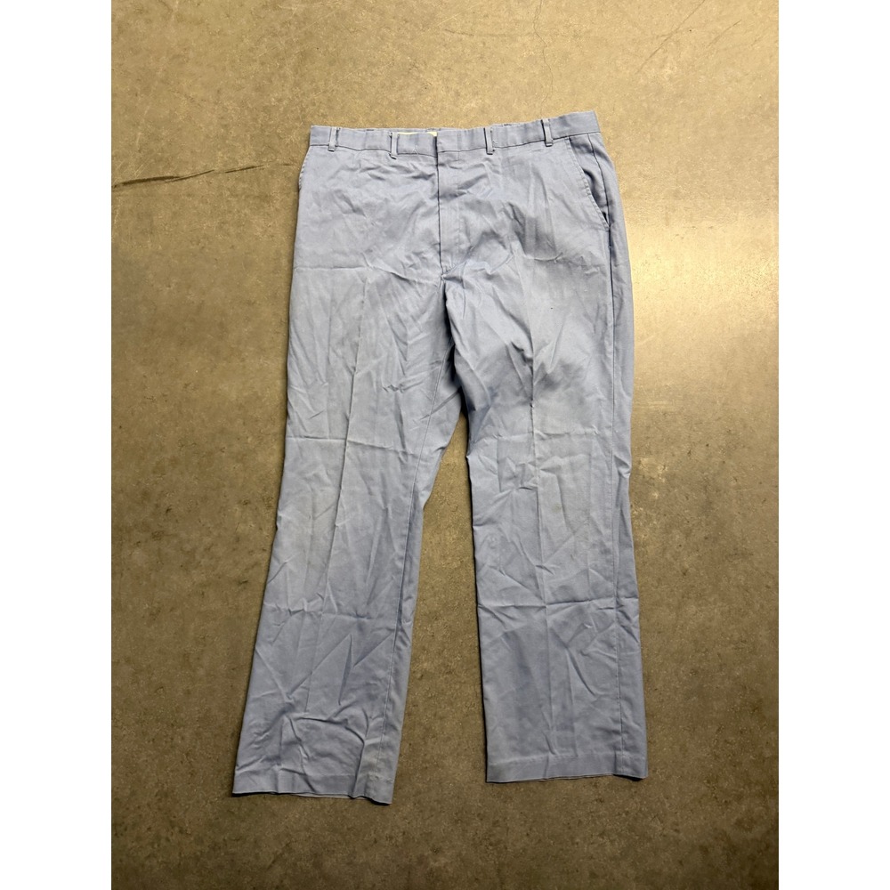 Vintage Wrangler Slacks Mens 40L Light Blue Straight Leg Pants Made in USA